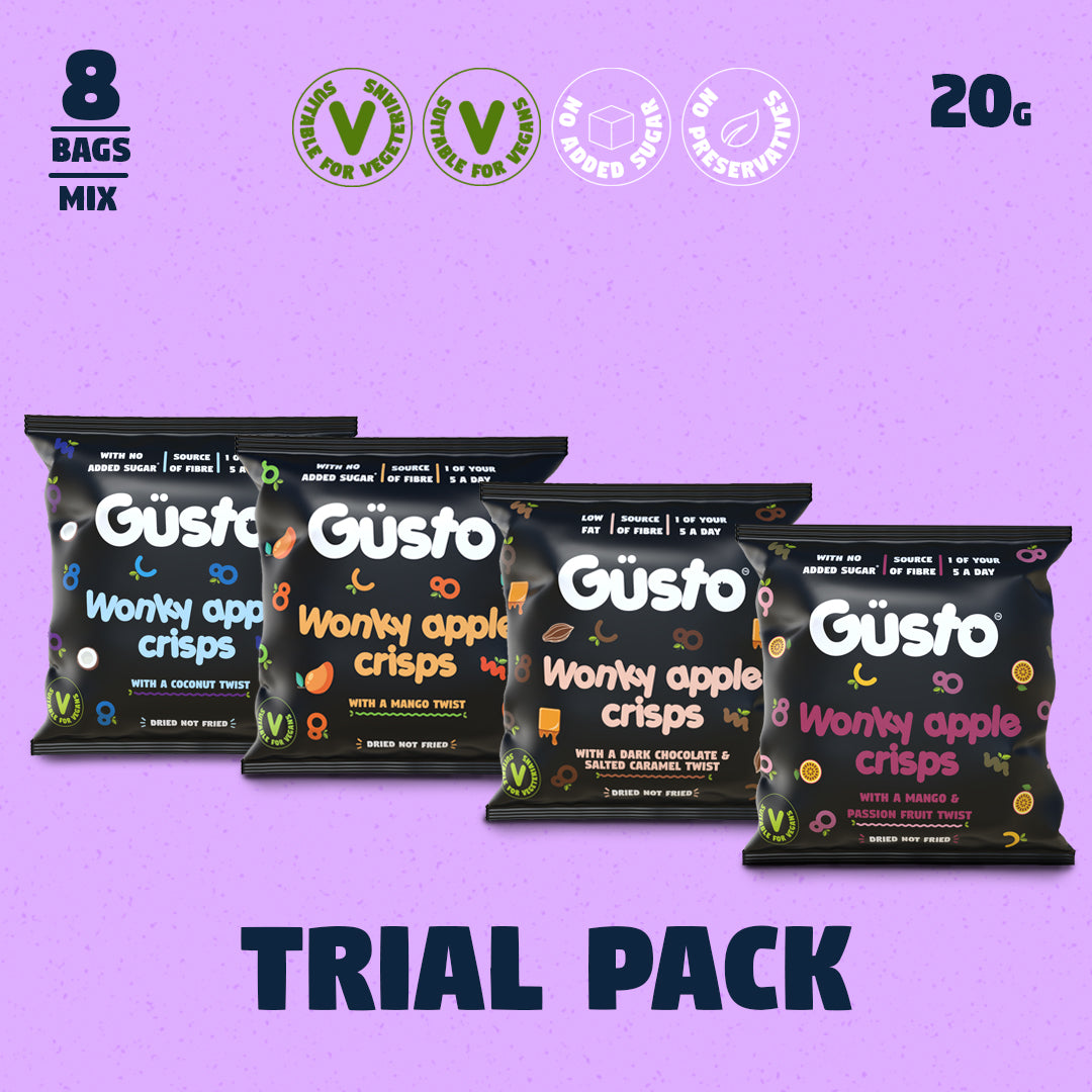 Air-dried wonky apple crisps trial pack.