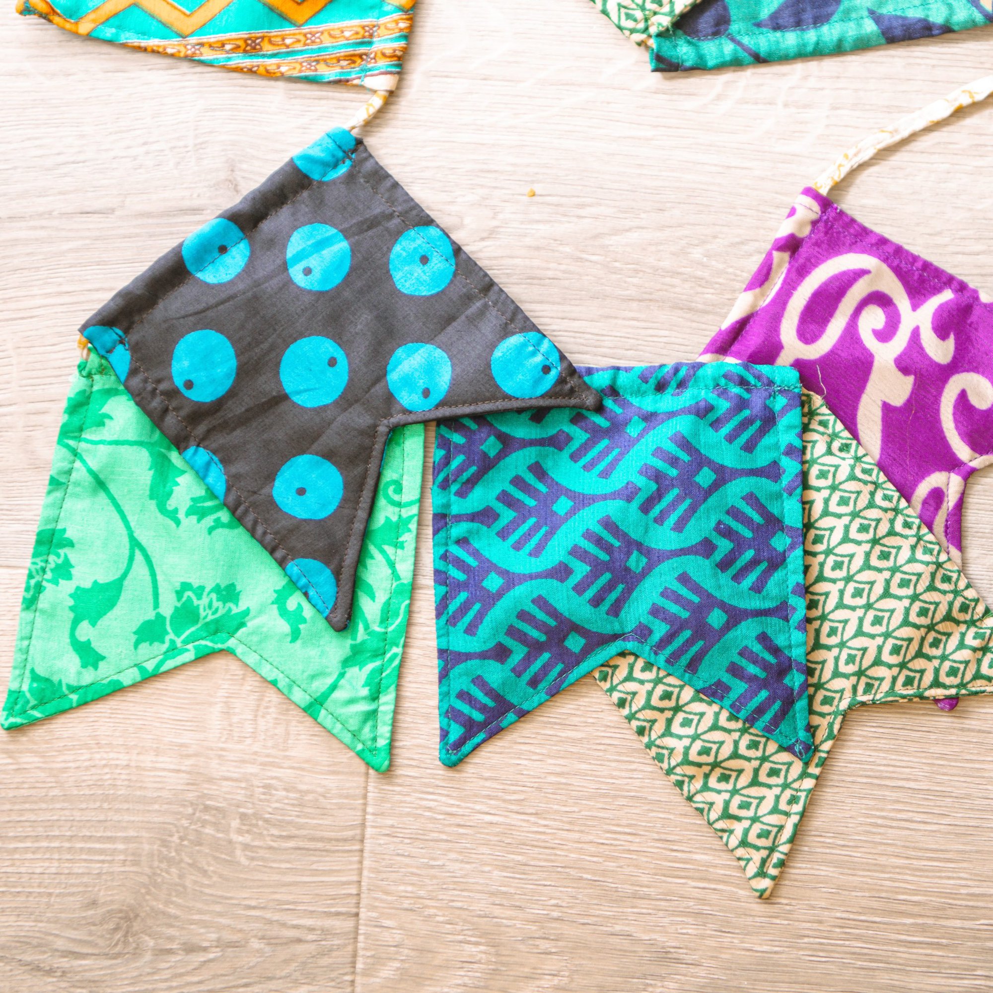 Recycled Sari Multicoloured Bunting With Option To Personalise