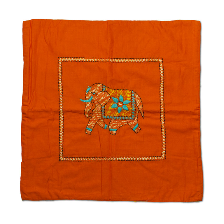 Cushion Cover - Dinajpur (elephant) In Asif (orange)