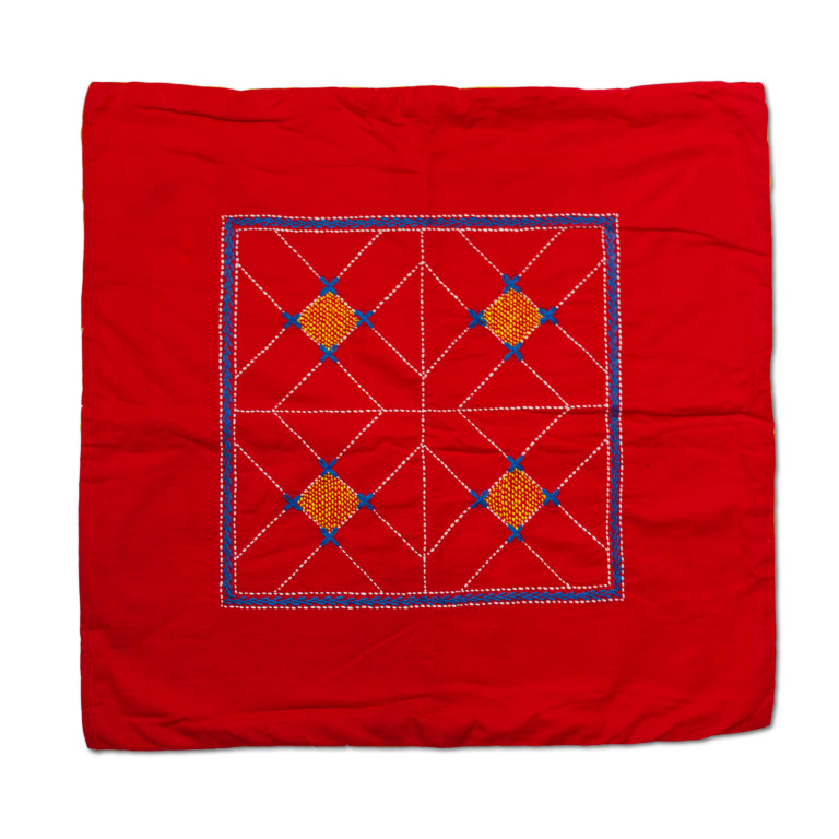 Cushion Cover - Kurigram (geometric) In Sumi (red)