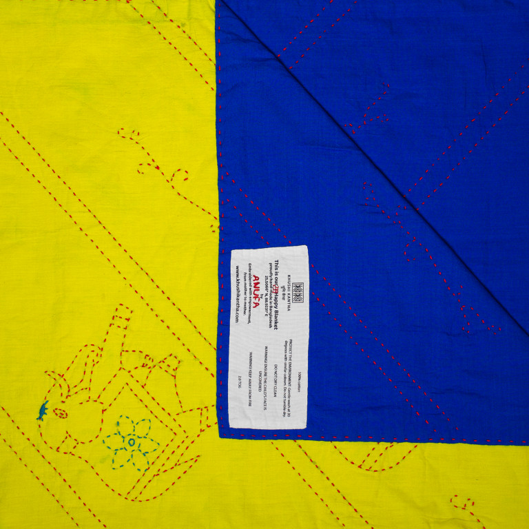 Dinajpur (elephant) Happy Blanket In Suraiya (dark Blue) / Asha (yellow)