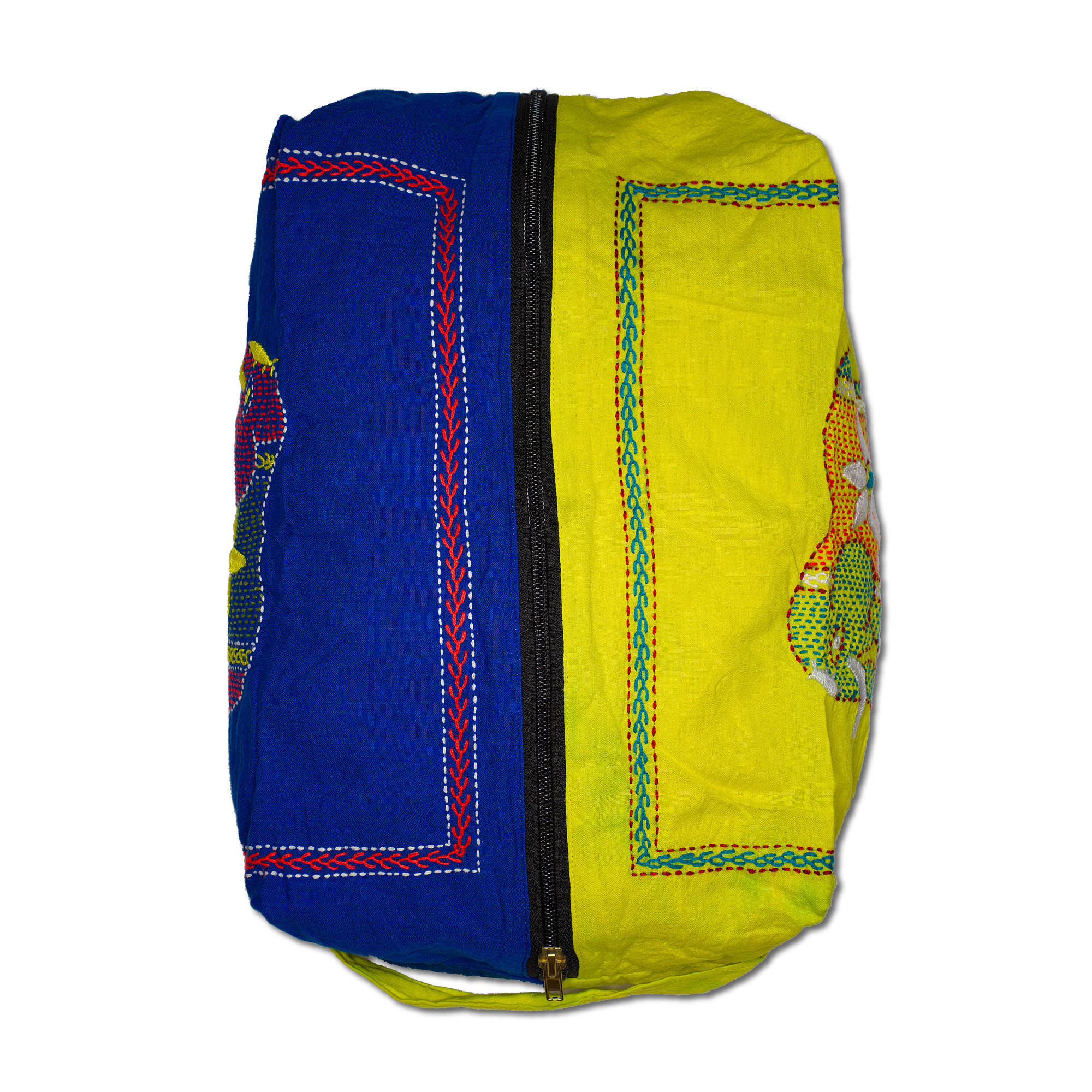 Pouch Bag - Dinajpur (elephant) Design In Suraiya (dark Blue) And Asha (yellow)