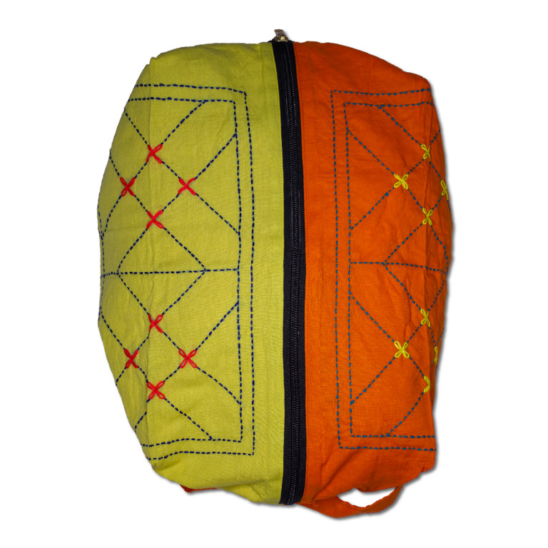Pouch Bag - Kurigram (geometric) Design In Asif (orange) And Asha (yellow)