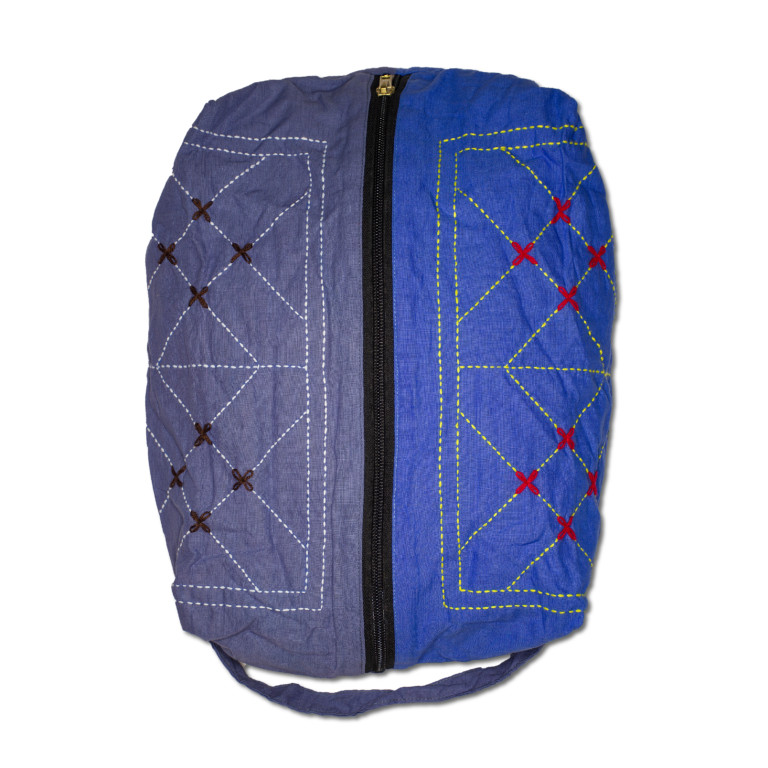 Pouch Bag - Kurigram (geometric) Design In Sneha (grey) And Amanullah (light Blue)