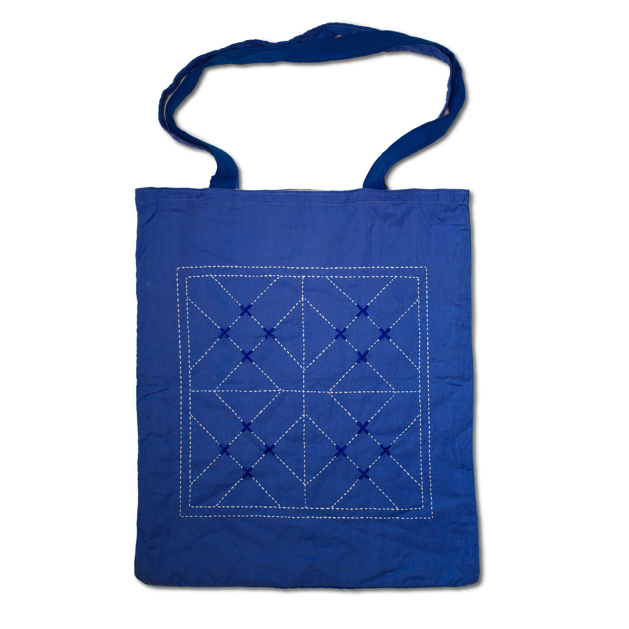 Tote Bag - Kurigram (geometric) Design In Suraiya (dark Blue) And Amanullah (light Blue)