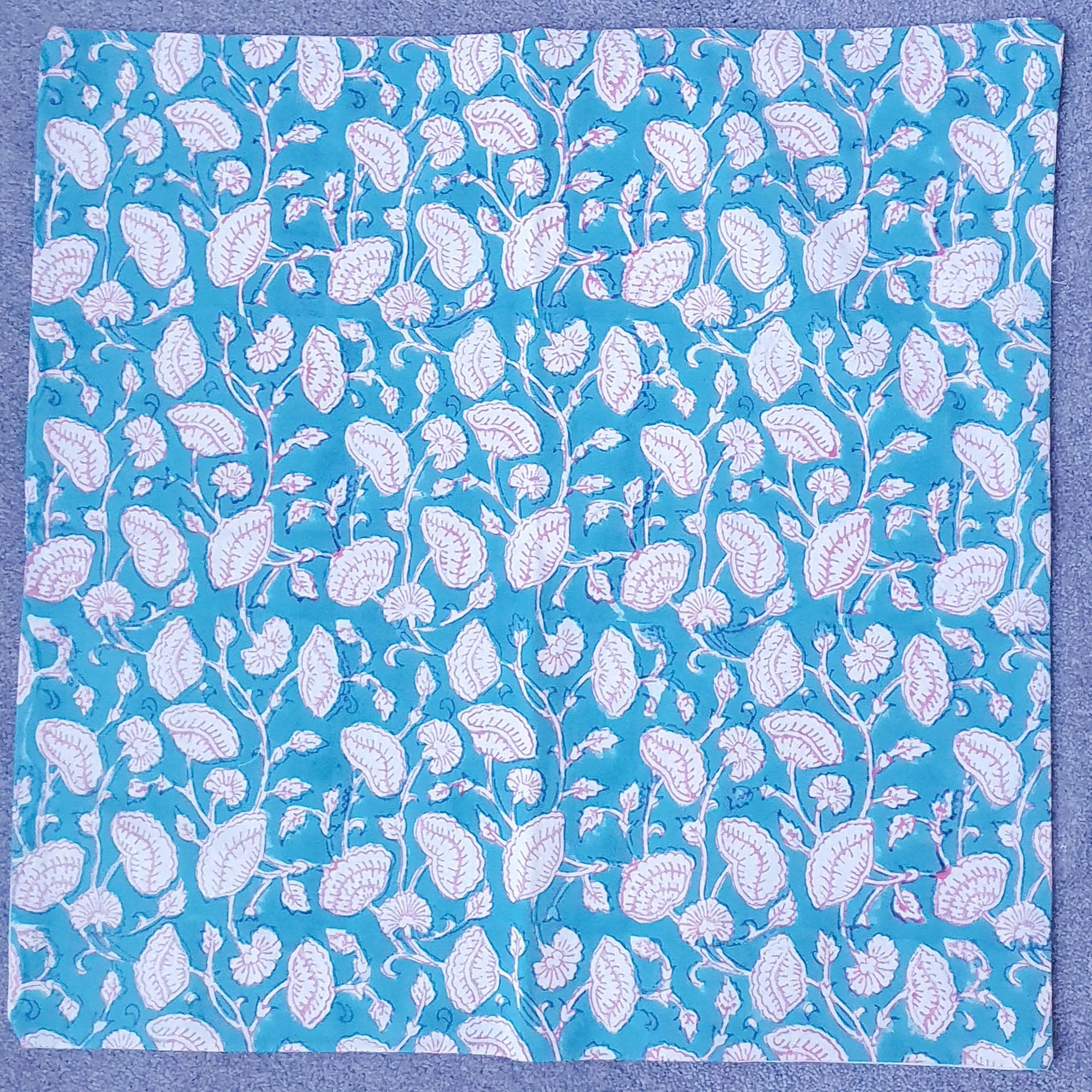 Block-printed Cushion Cover - Teal And Pink