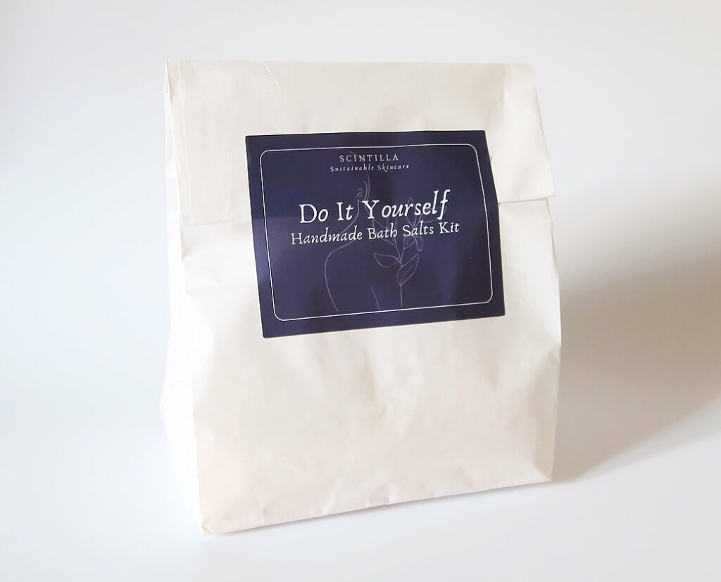 A Do It Yourself kit from Scintilla – a paper bag with dark blue sticker