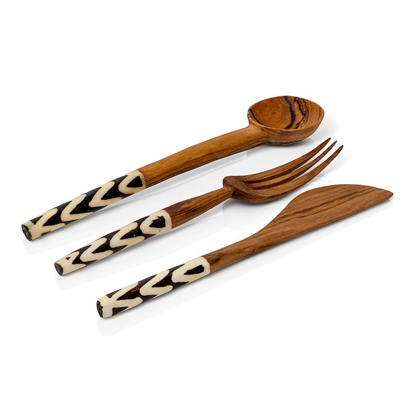 3 Piece Wooden Cutlery Set