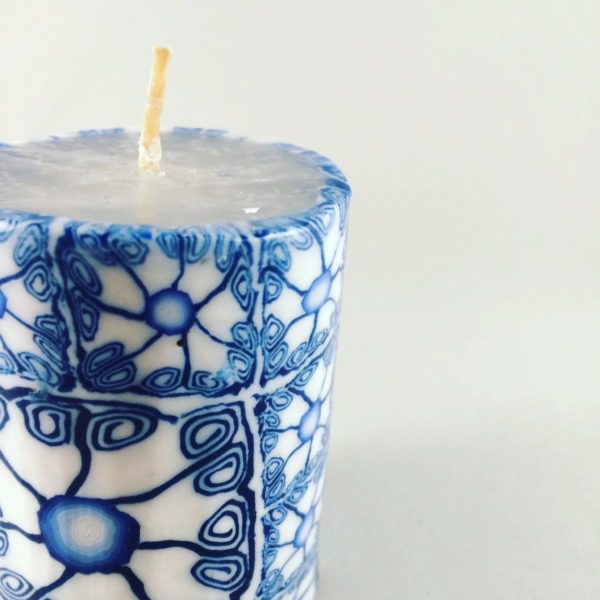 Blue Delft Candles - large pillar