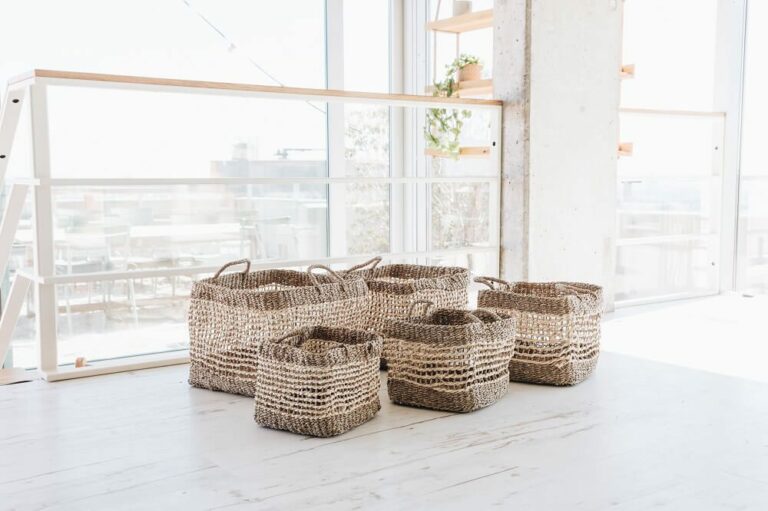 Loose Woven Rectangular Seagrass Baskets