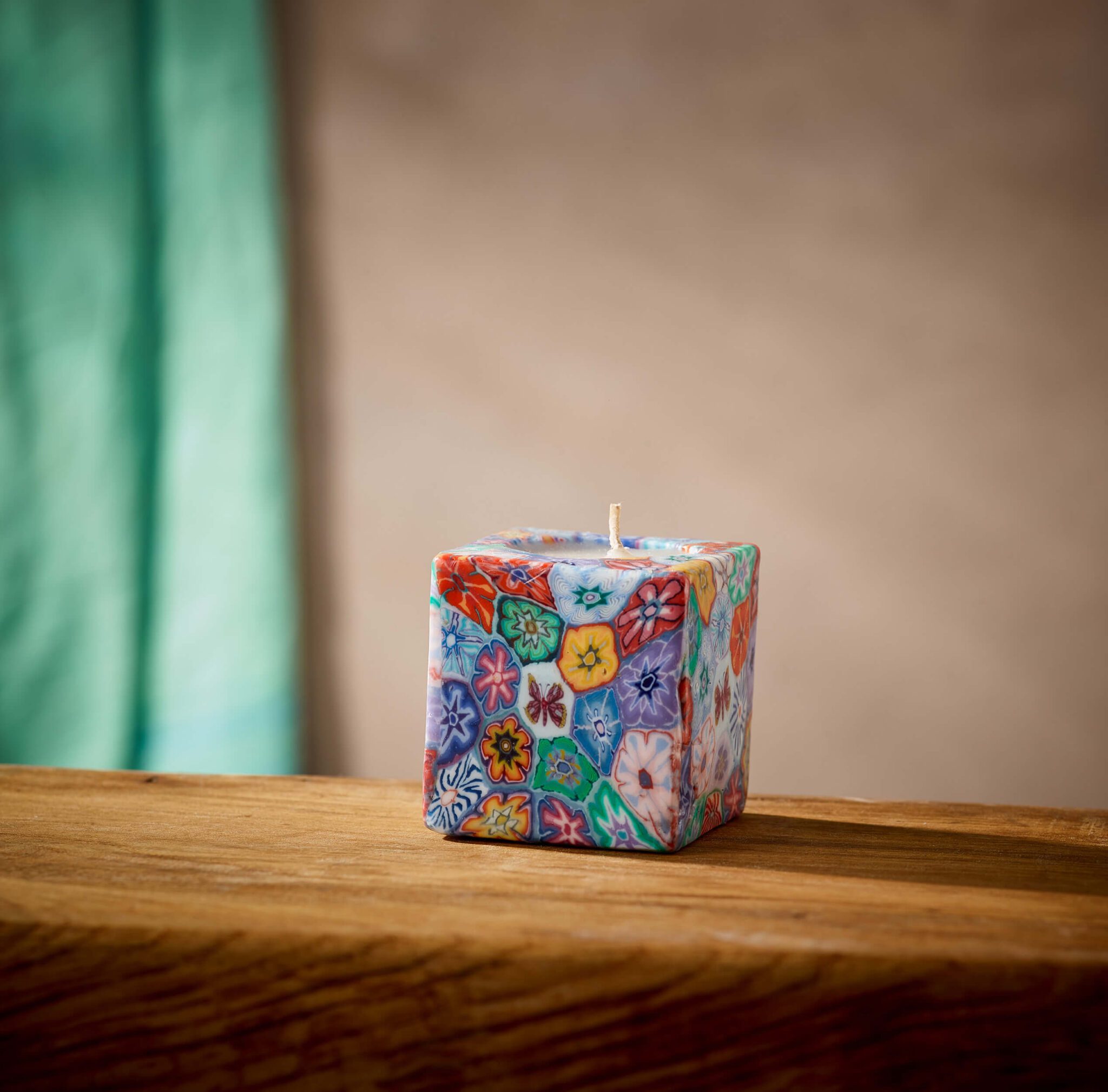 Small Flowers Candle - mini cube