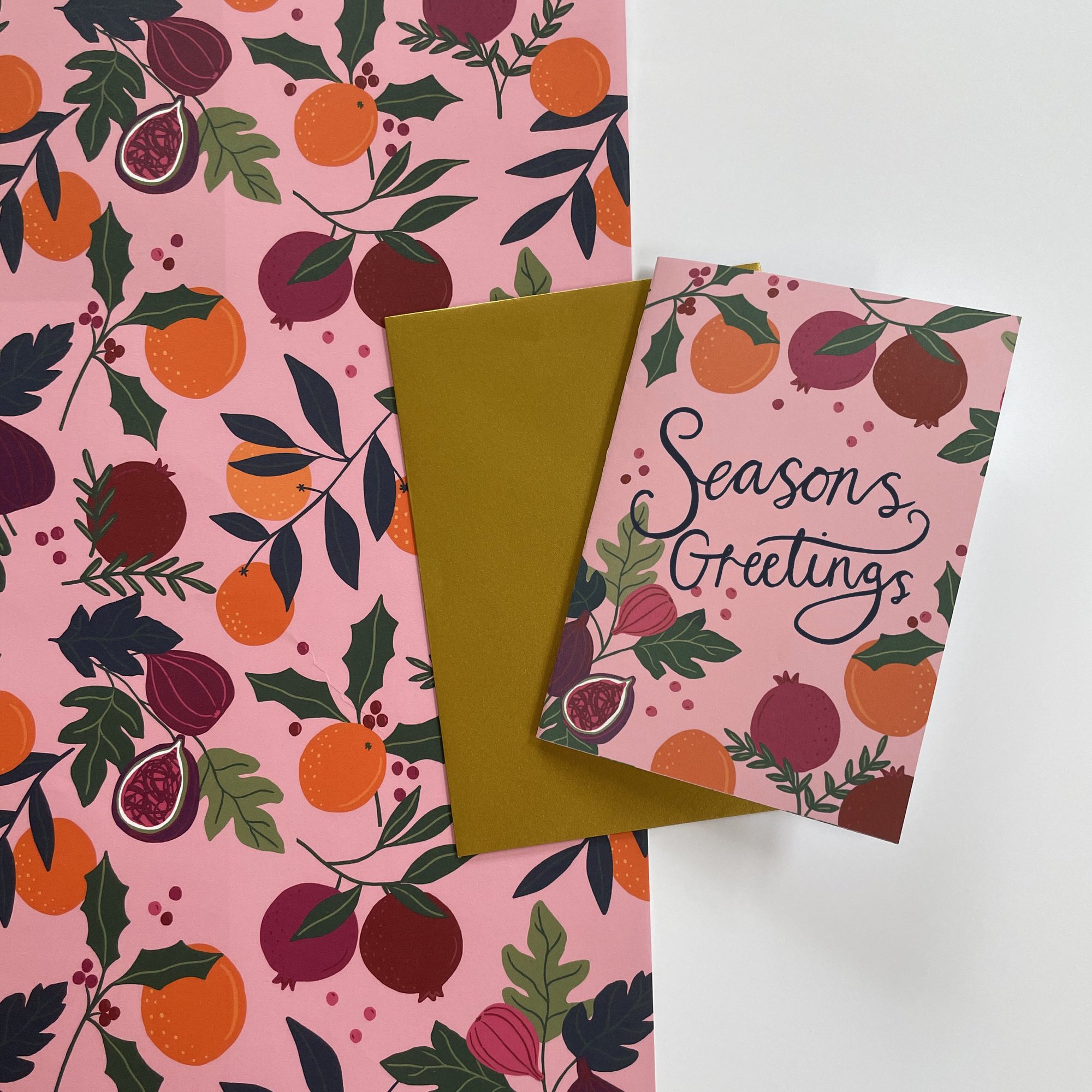 Botanical Fruits Wrapping Paper - Pink, Wrap & Greetings Card
