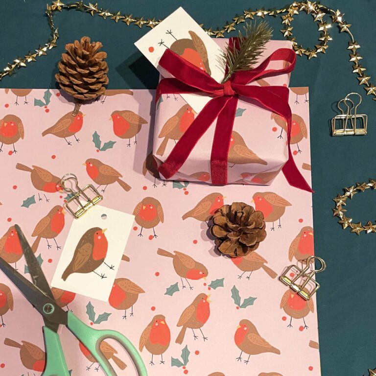 Cute Christmas Robins Wrapping Paper