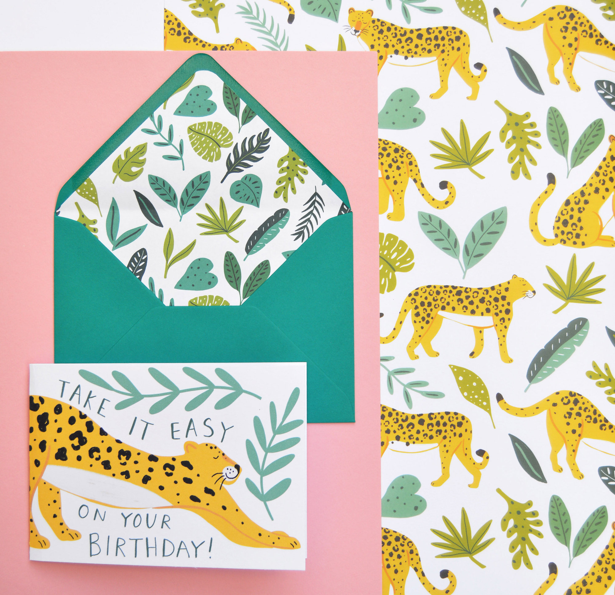 Jungle Leopard Wrapping Paper - wrap + birthday card