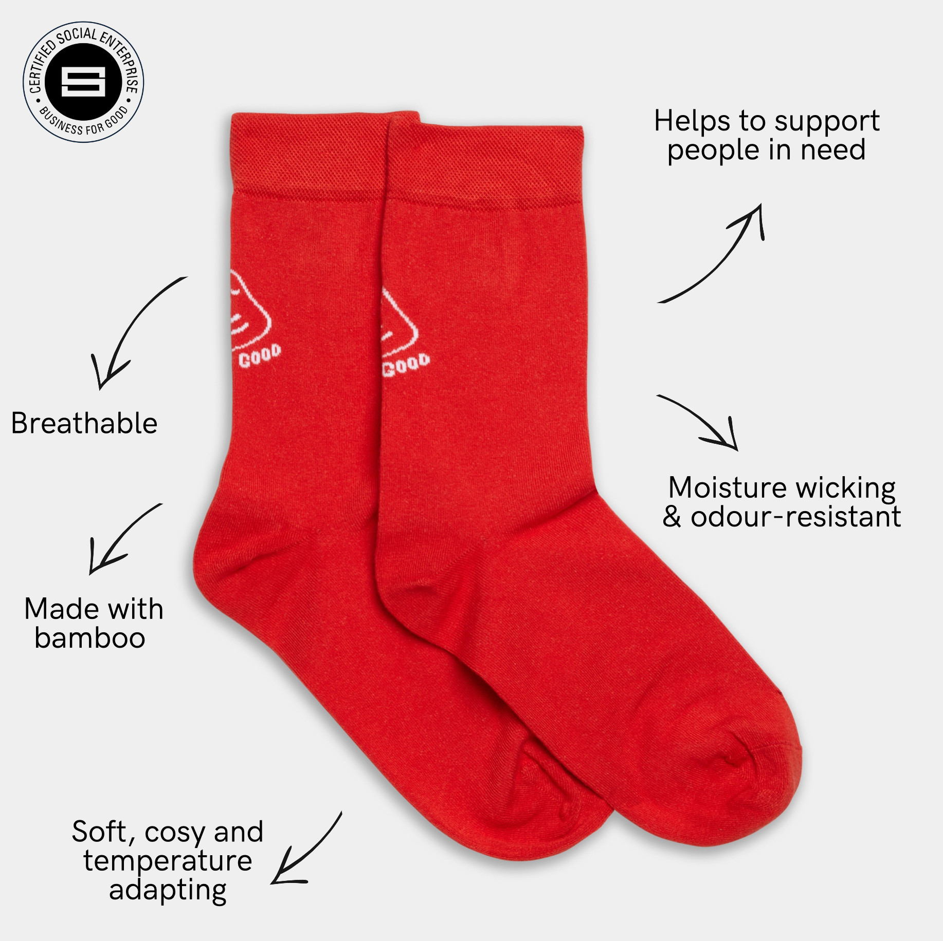Do Good To Be True Red Bamboo Socks
