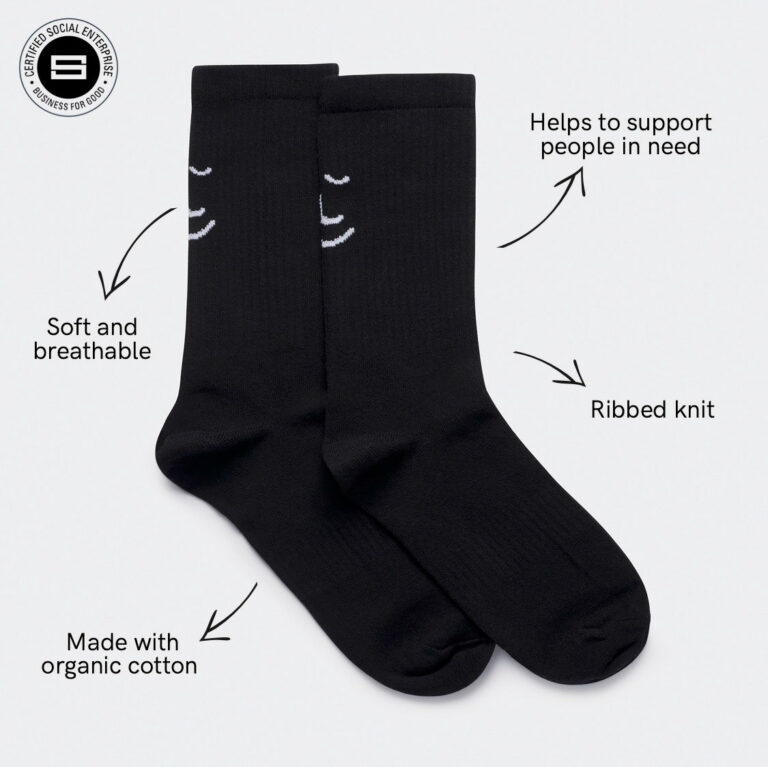 'grab &amp; Go' Black Organic Cotton Ribbed Socks