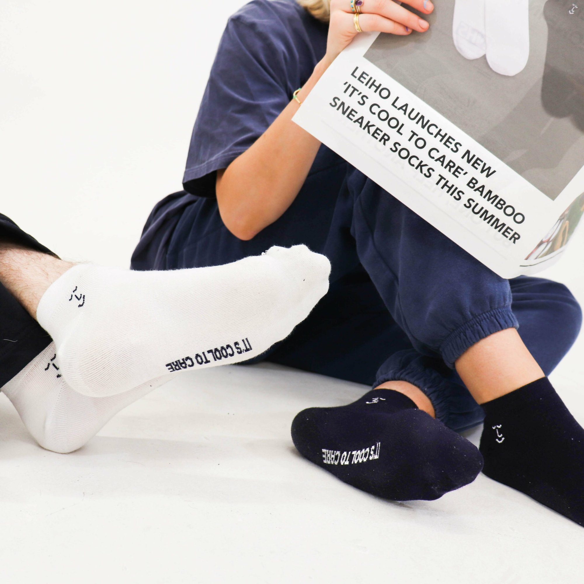 It's Cool To Care Navy Sneaker Bamboo Socks