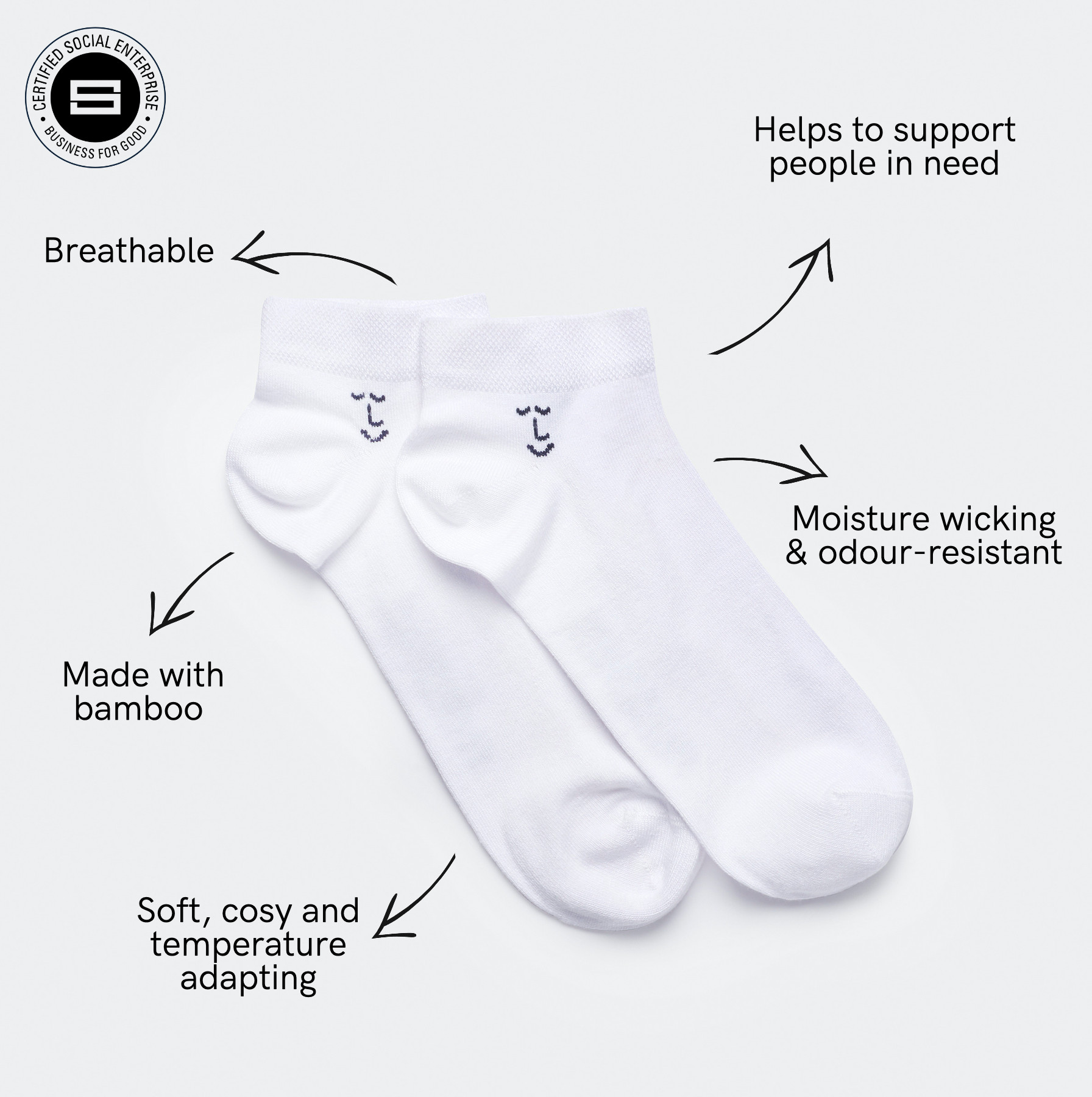 It's Cool To Care White Bamboo Sneaker Socks