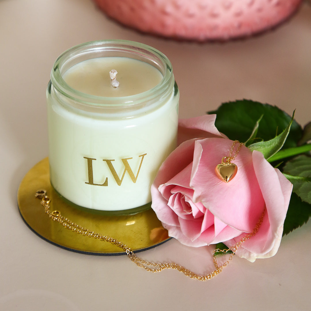 Lovewell Aromatherapy Votive Candle &amp; Gold Heart Necklace