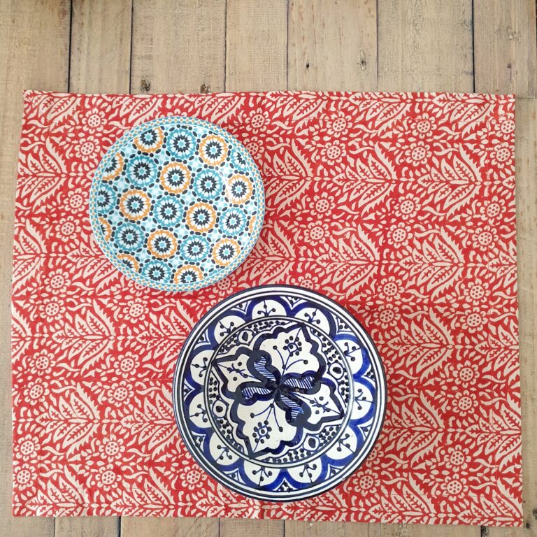 Bagru Block-printed Placemats Set Of 2, Handmade Table Mats