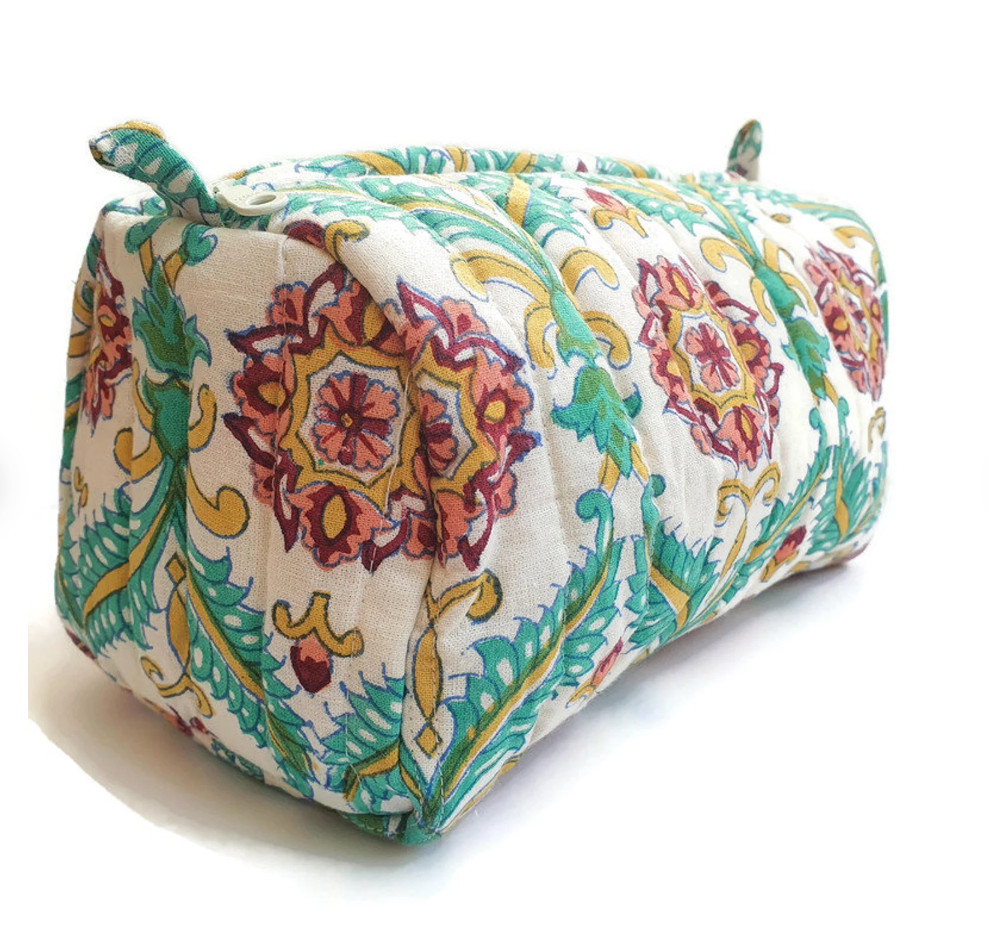 Large Quilted Block-print Toiletry Bag