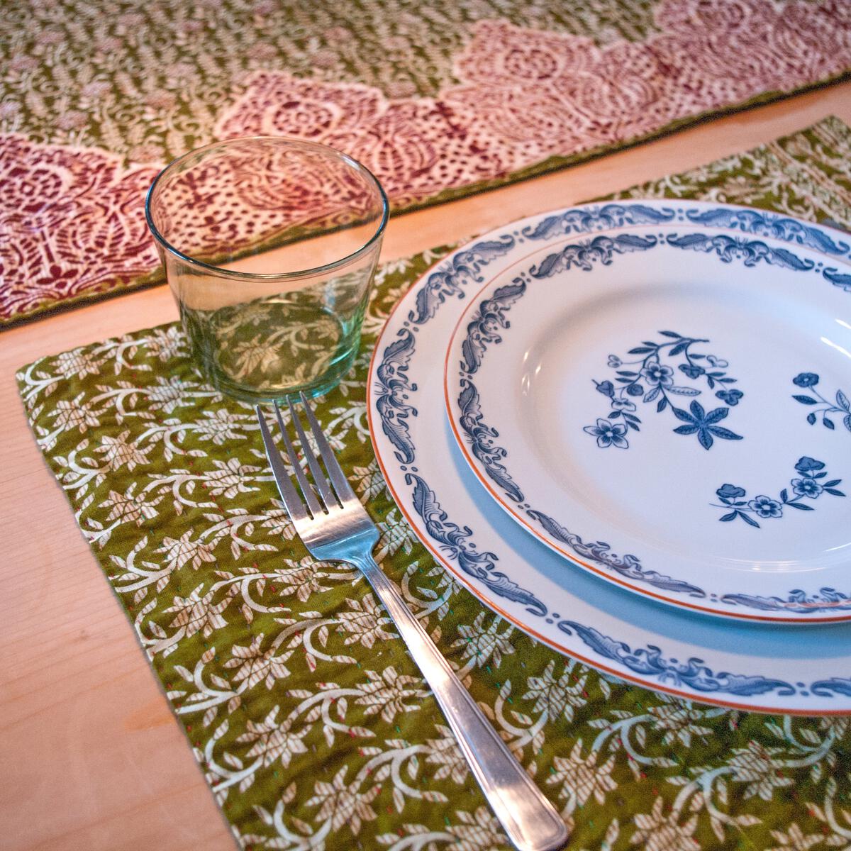 Sari Placemats, Set Of 2, Handmade Table Mats, Reversible