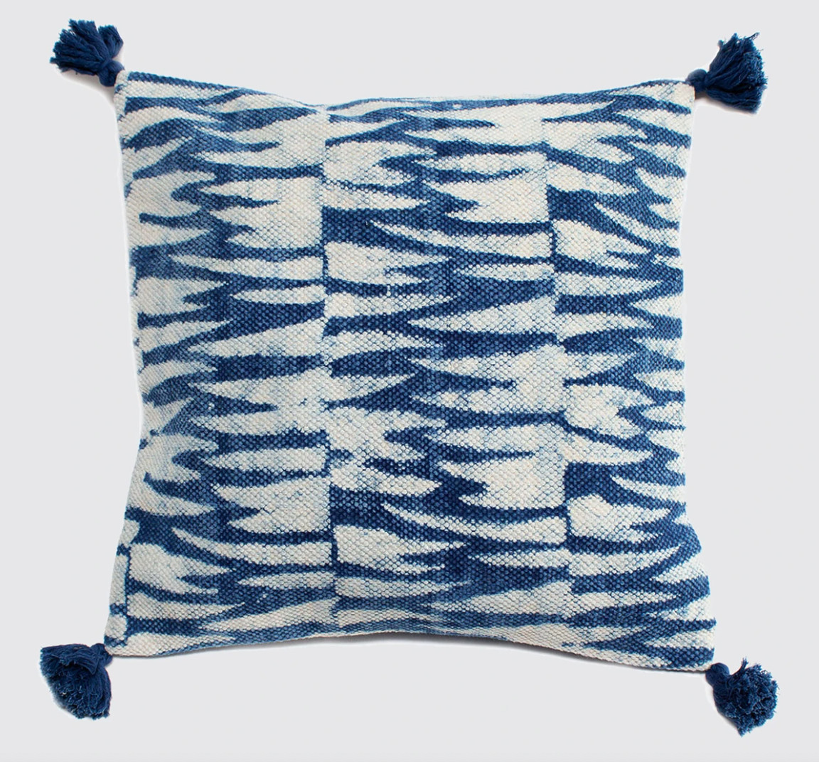 Indigo Block Printed Tiger Cushion Cover