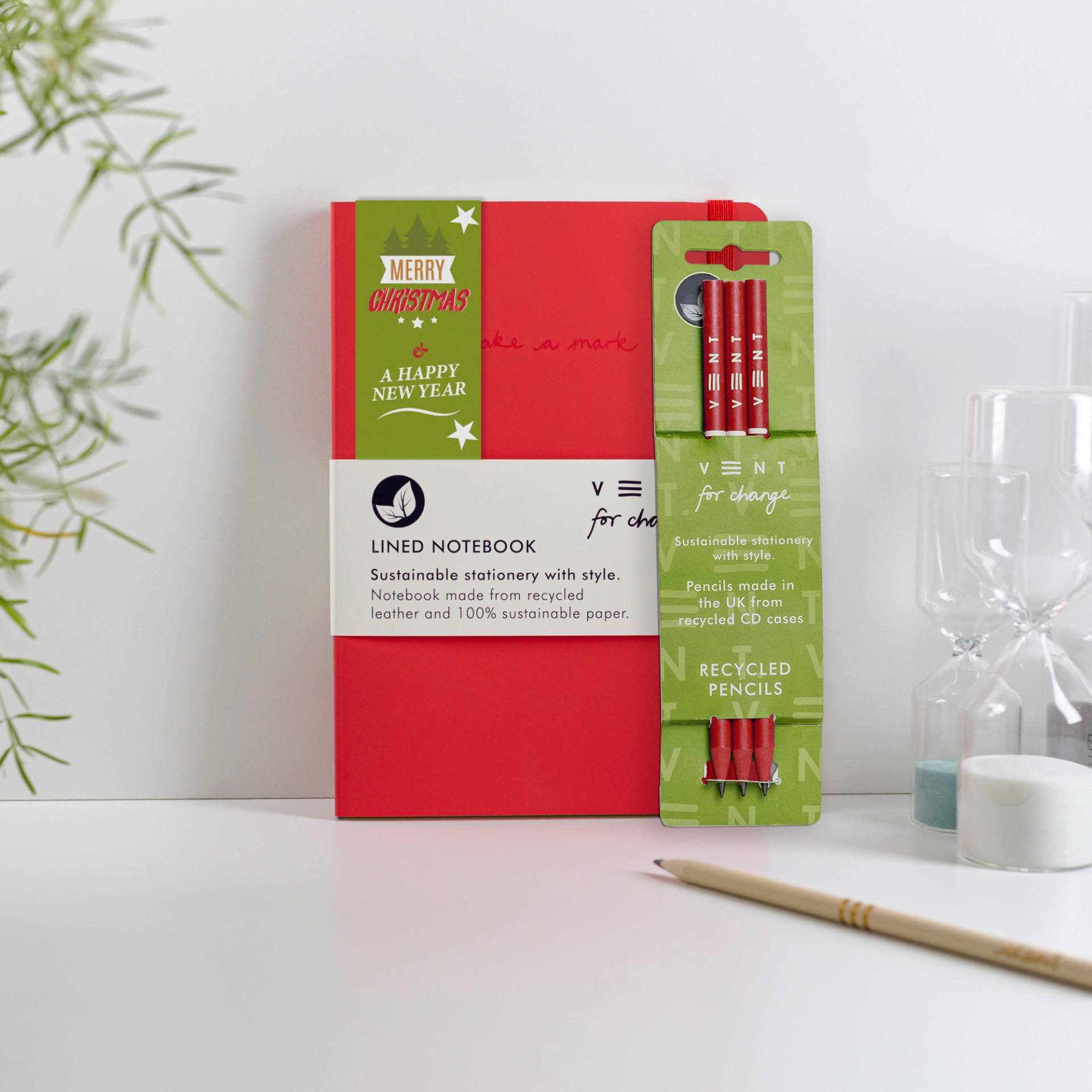 Christmas Recycled Stationery Gift Set - Red
