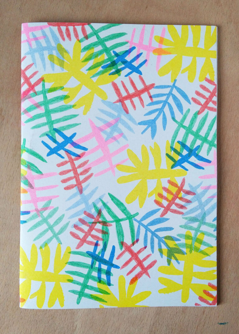 Riso Printed A5 Notebook, Leaves design by Giulia