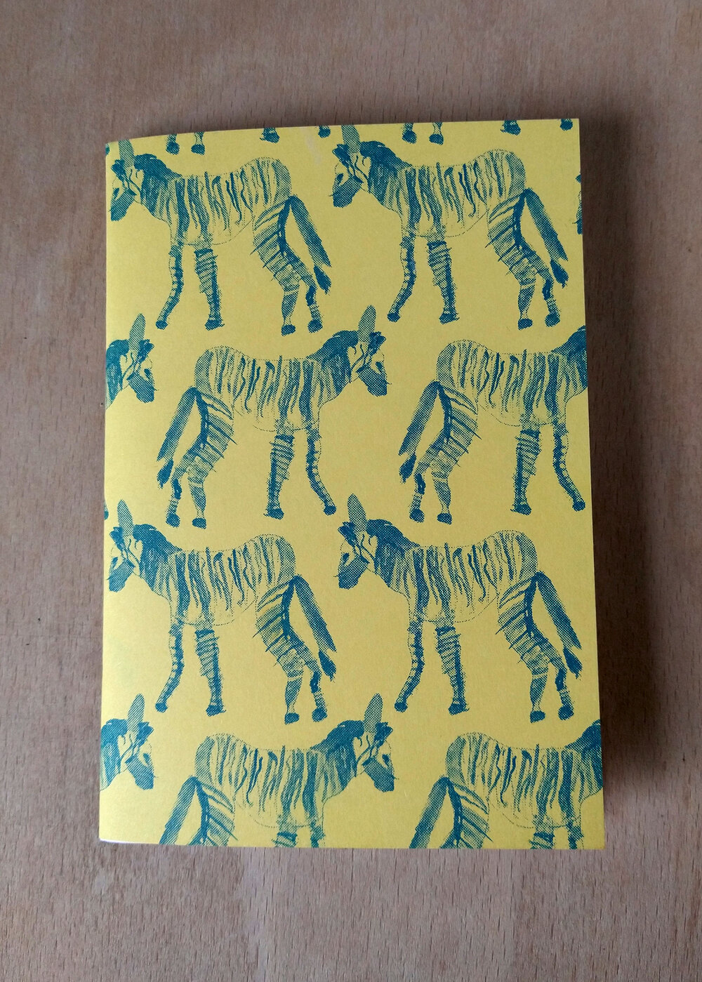 Riso Printed A6 Notebook, Zebra Design by Daryn
