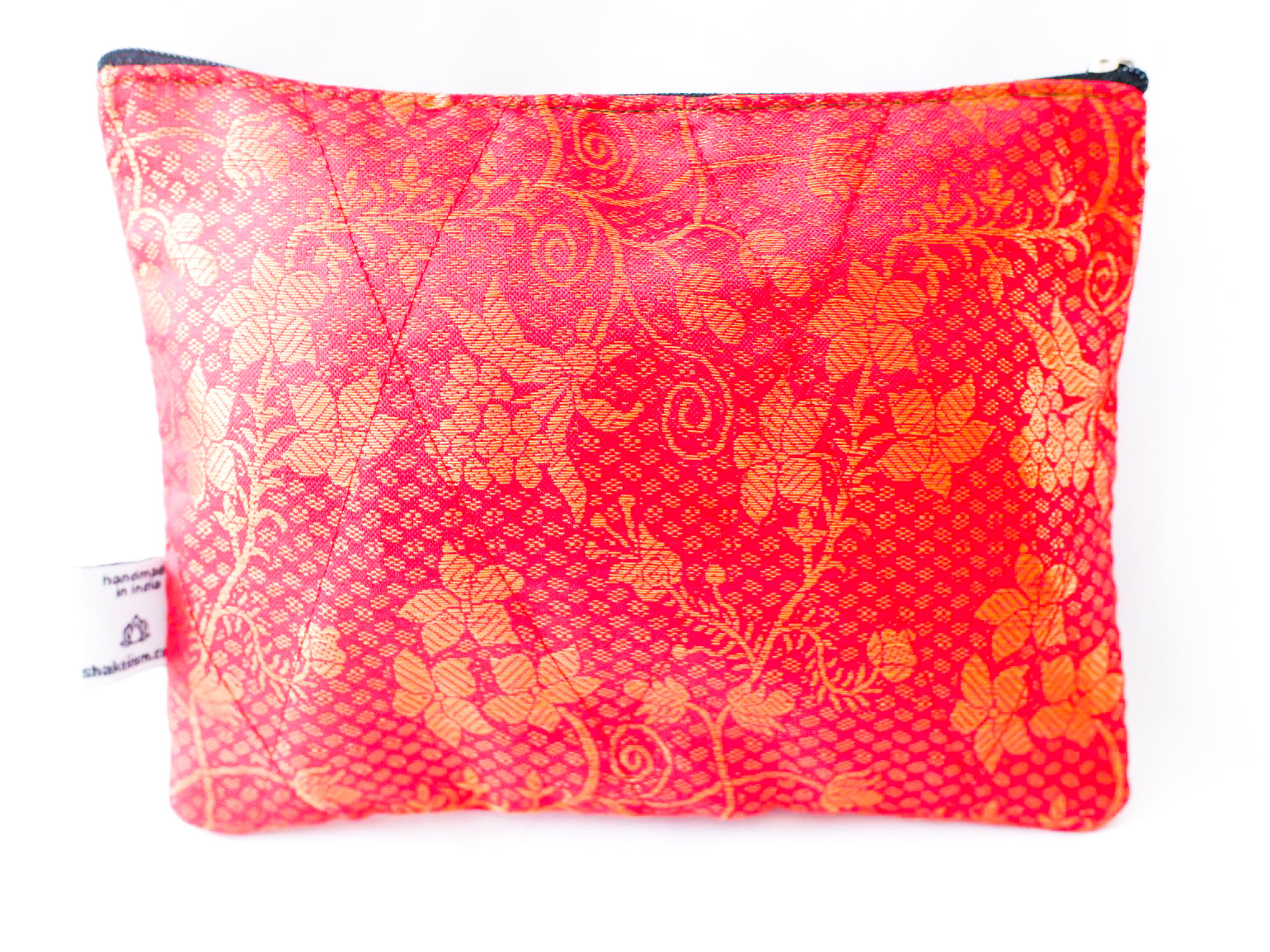 Flat Upcycled Sari Pouch, Large Wallet, Floral Patterns