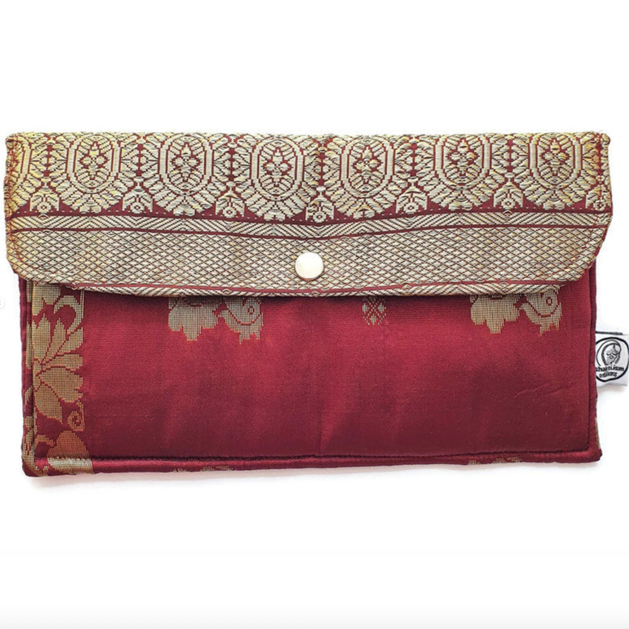 Handmade Sari Clutch Bag - Burgundy gold