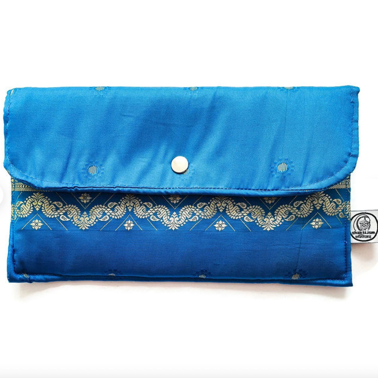Handmade Sari Clutch Bag - Blue gold