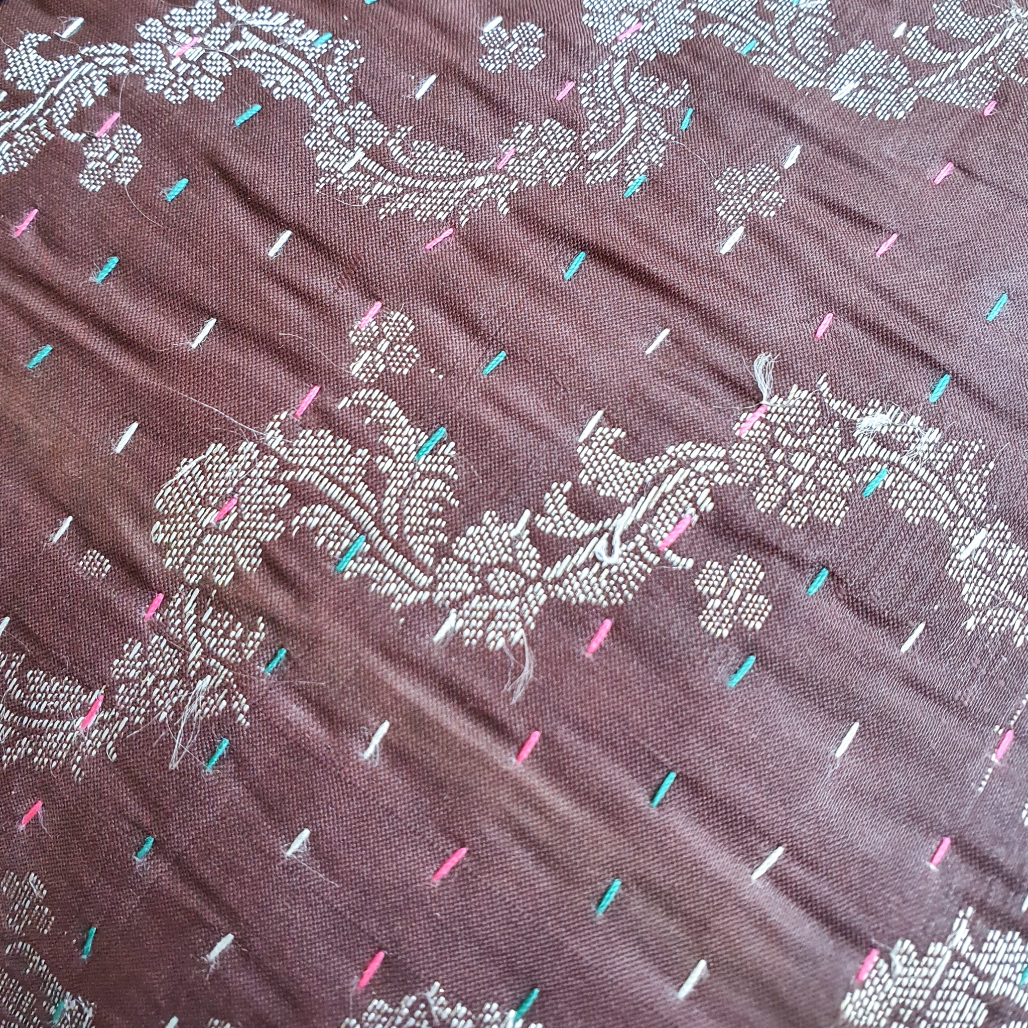 Silk Sari Cushion Cover, Mocha