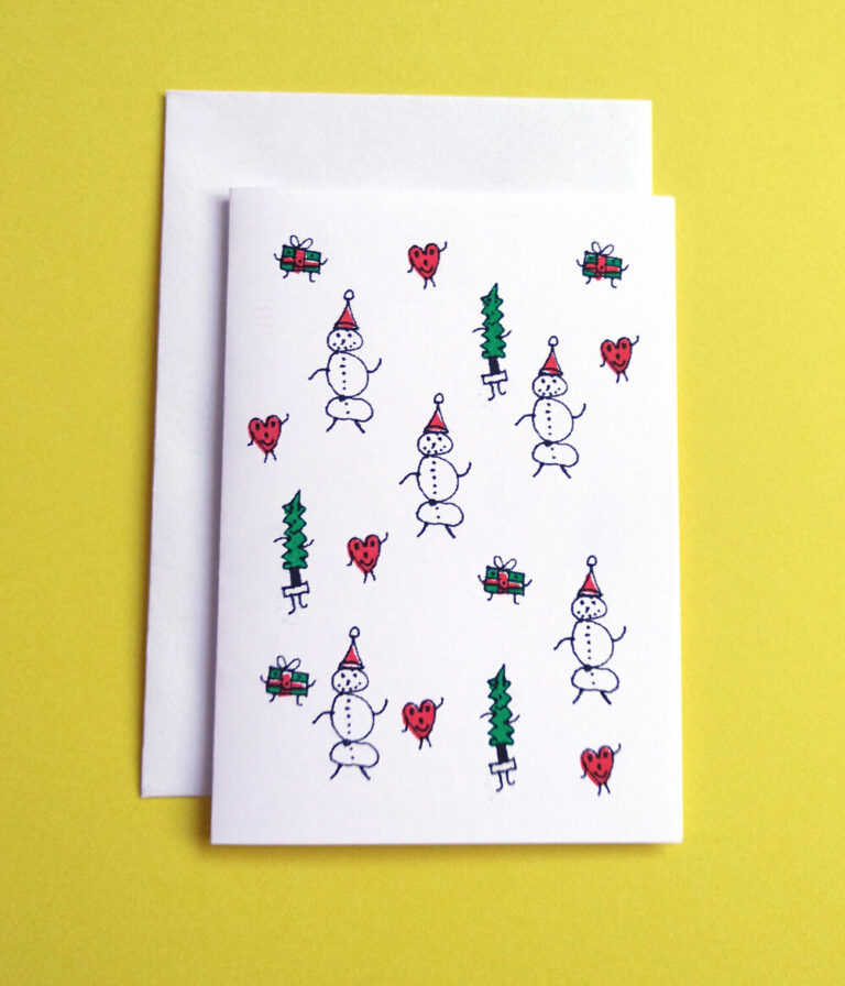 Snowmen Riso-printed Christmas Card by Antonio
