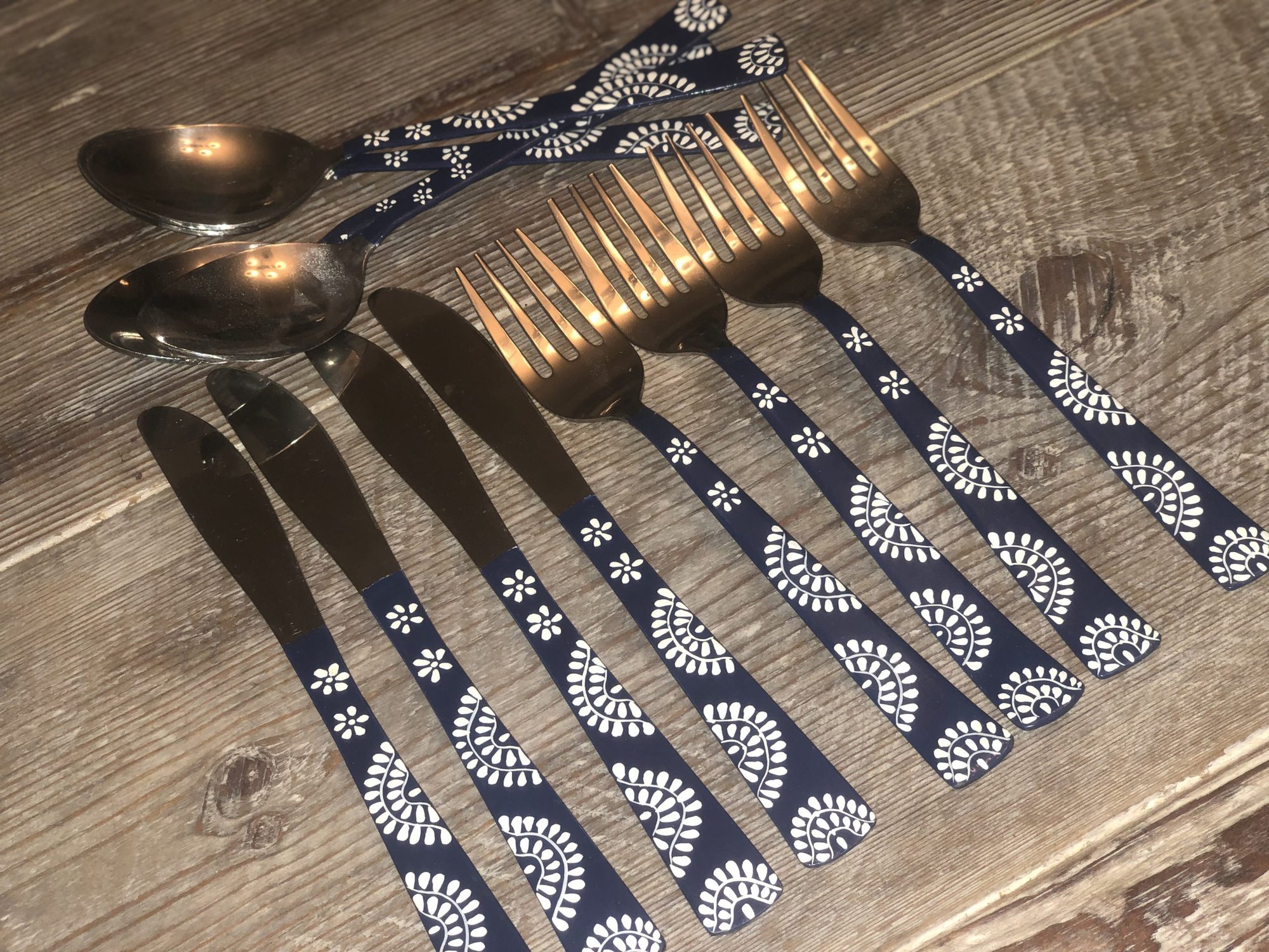 12 Piece Hand-painted Enamel Cutlery Set
