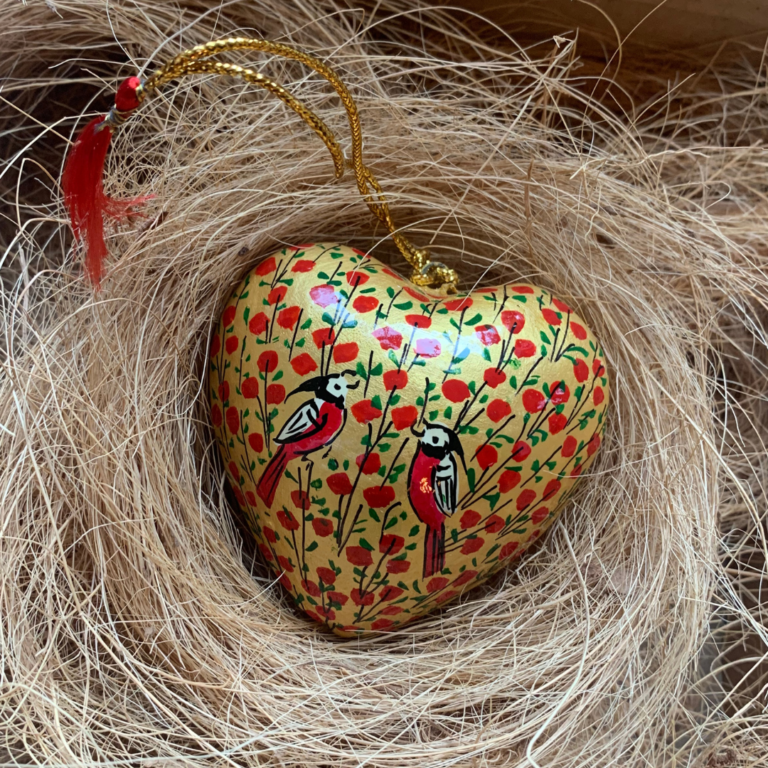 Red &amp; Gold Bird Design - Heart