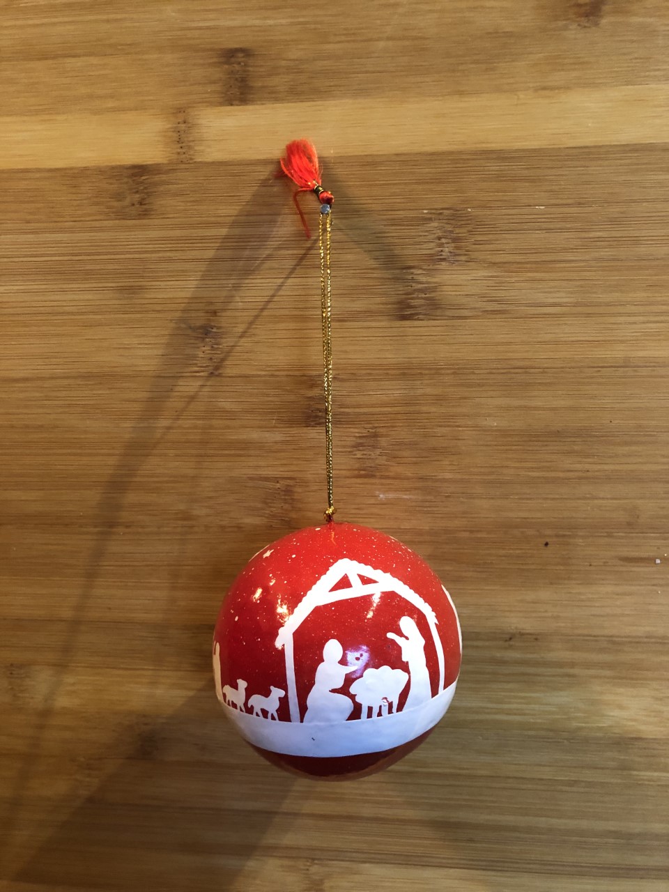 Red Nativity Hand-painted Bauble