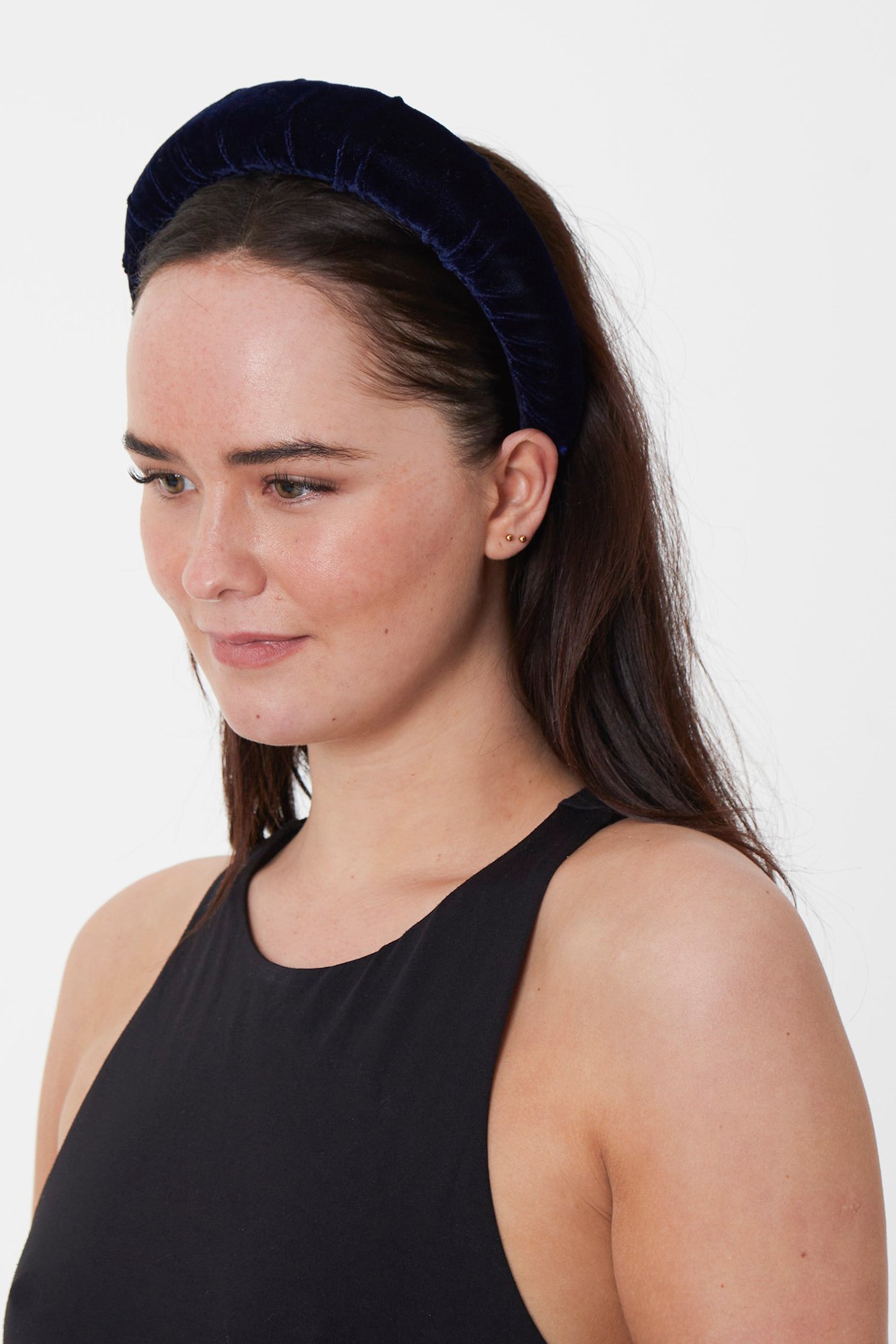 Navy Velvet Padded Headband - One Size