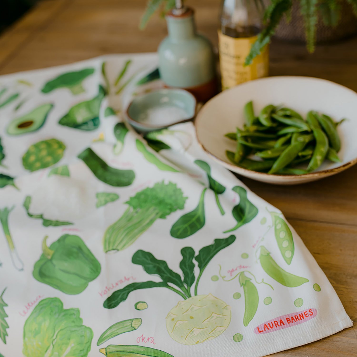 Green Veg Organic Cotton Tea Towel