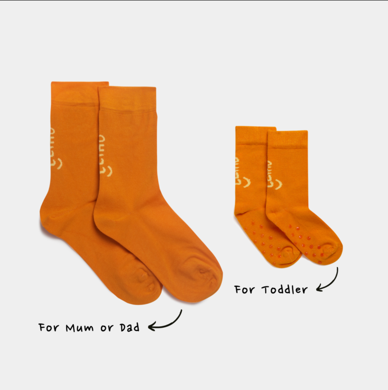 Mini &amp; Me Matching Orange Bamboo Socks Gift Set