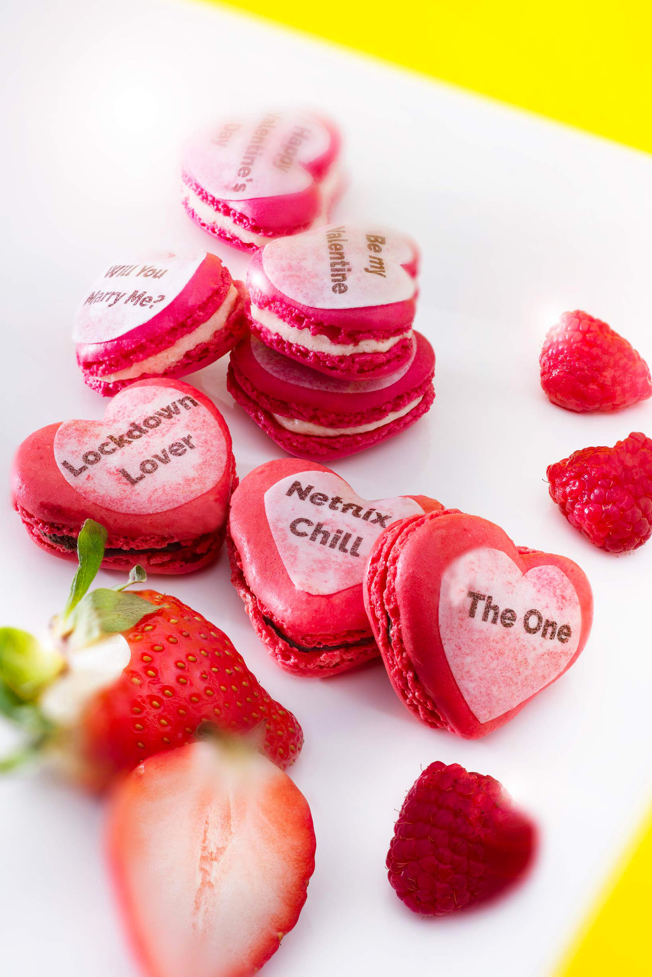 Personalised Printed Valentines Heart Macaroons