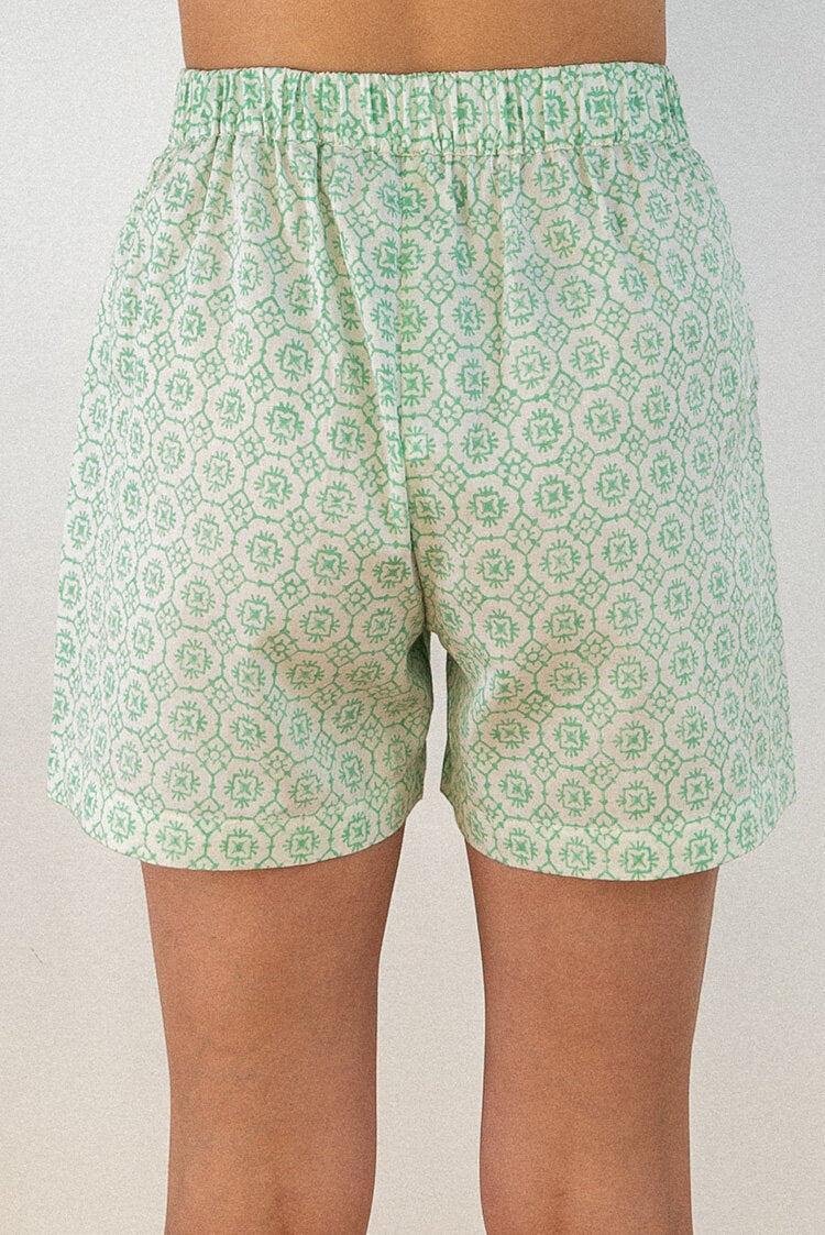 Avis Pyjama Shorts – Green Tile