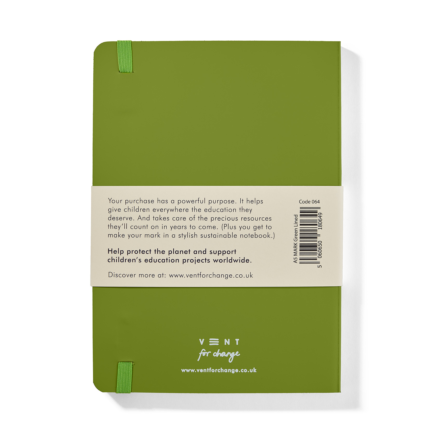 Recycled Leather A5 Lined Notebook - Green