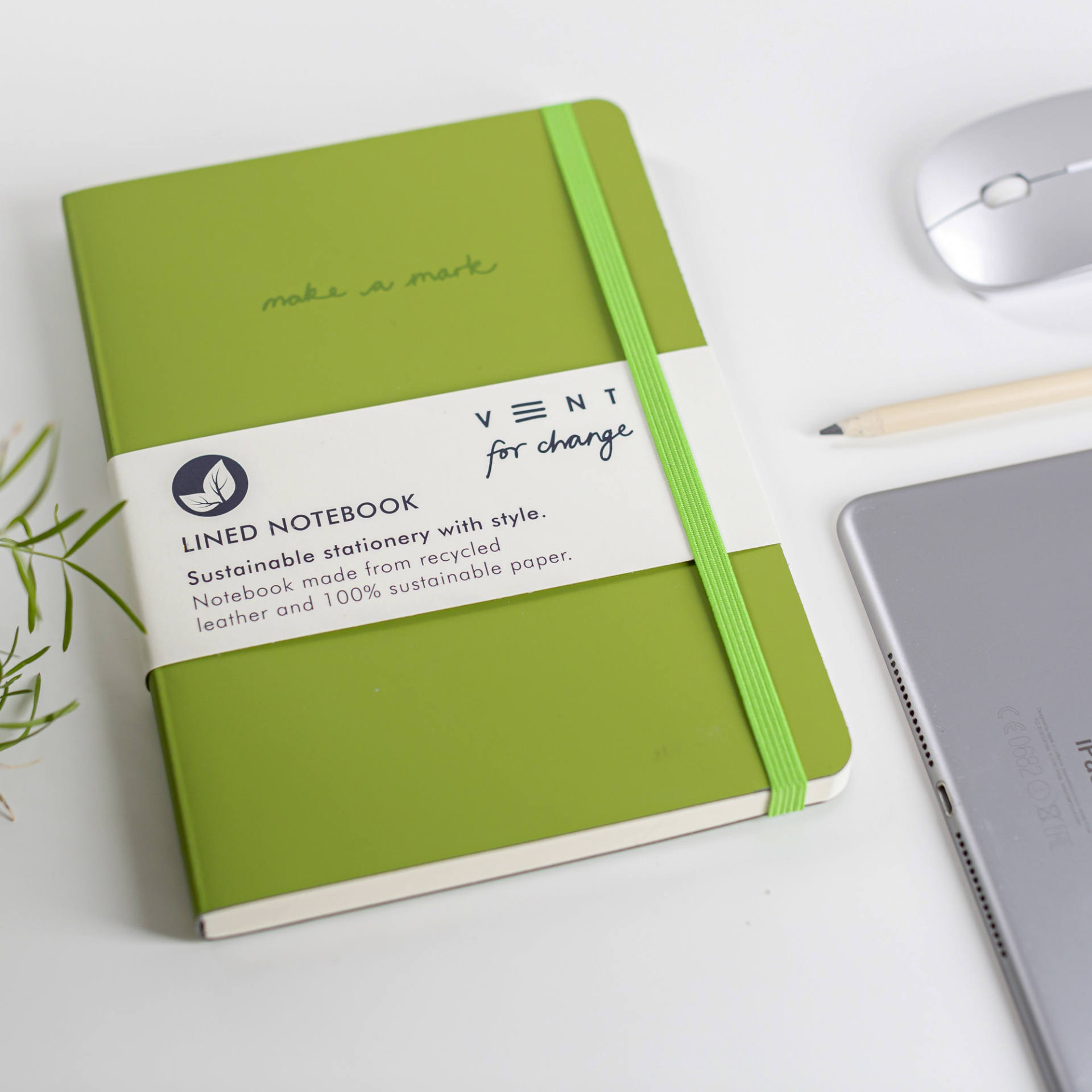 Recycled Leather A5 Lined Notebook - Green