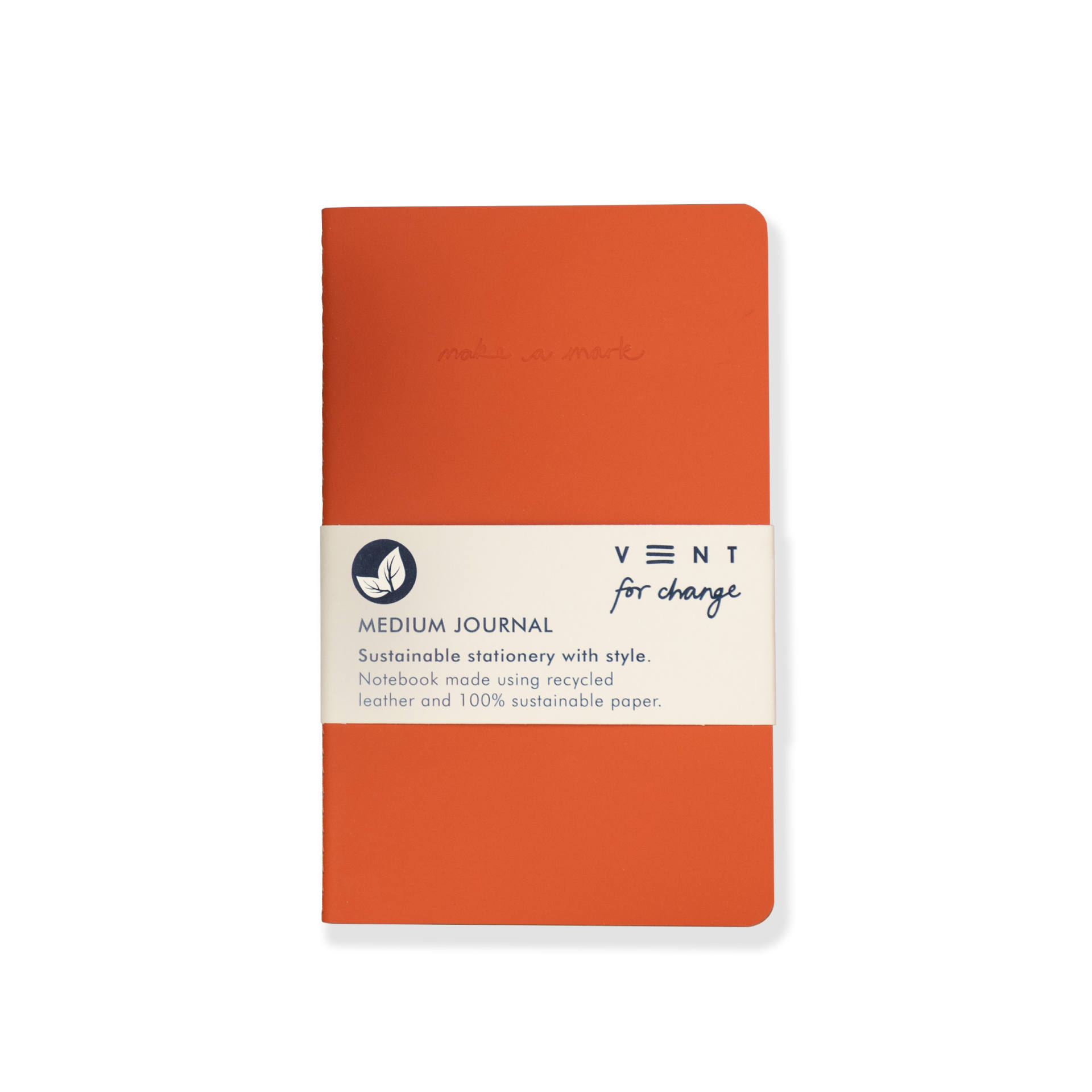 Recycled Leather Medium Notebook Journal - Burnt Orange
