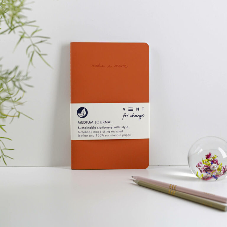 Recycled Leather Medium Notebook Journal - Burnt Orange