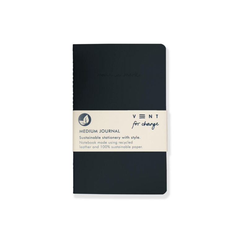 Recycled Leather Medium Notebook Journal - Charcoal Grey