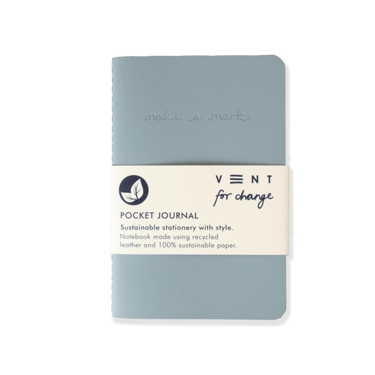 Recycled Leather Pocket Notebook Journal - Dusty Blue