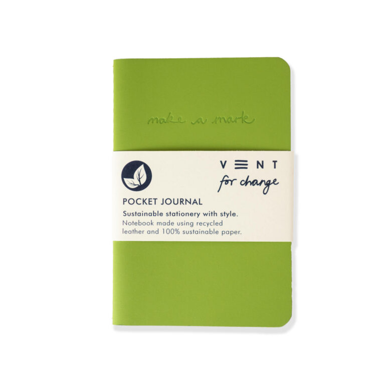 Recycled Leather Pocket Notebook Journal - Green